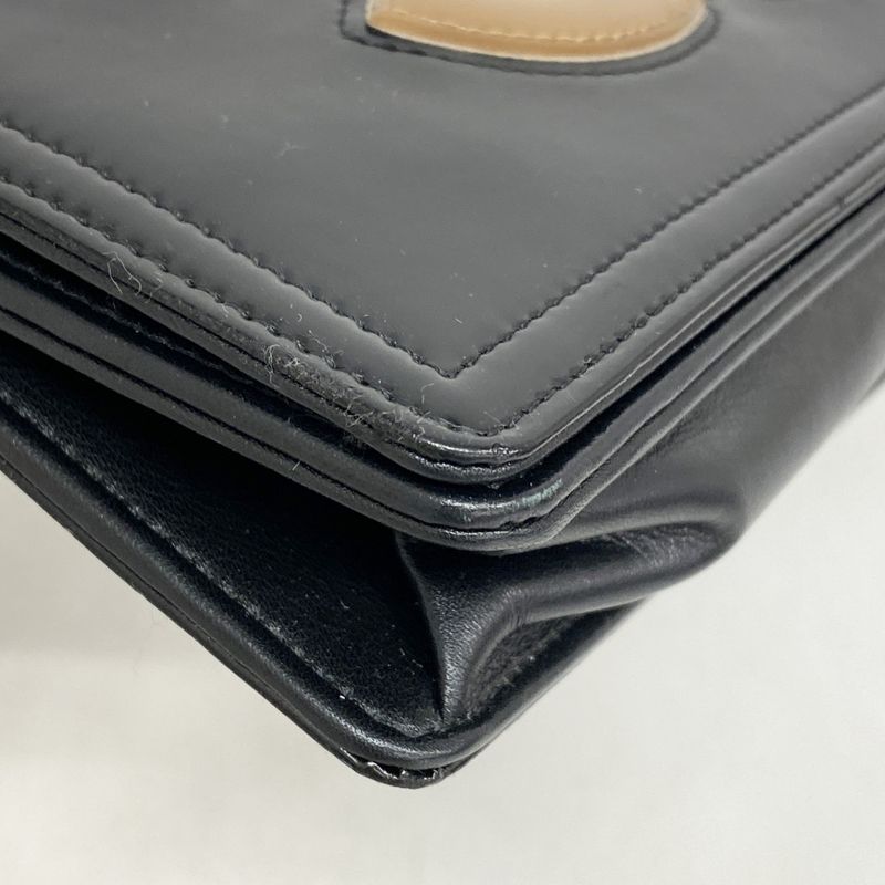 Chanel Shoulder Wallet Patent Leather Black Silver Hardware Women's