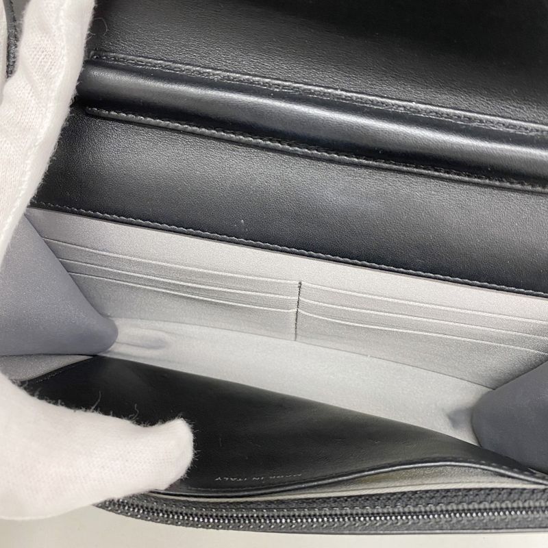 Chanel Shoulder Wallet Patent Leather Black Silver Hardware Women's