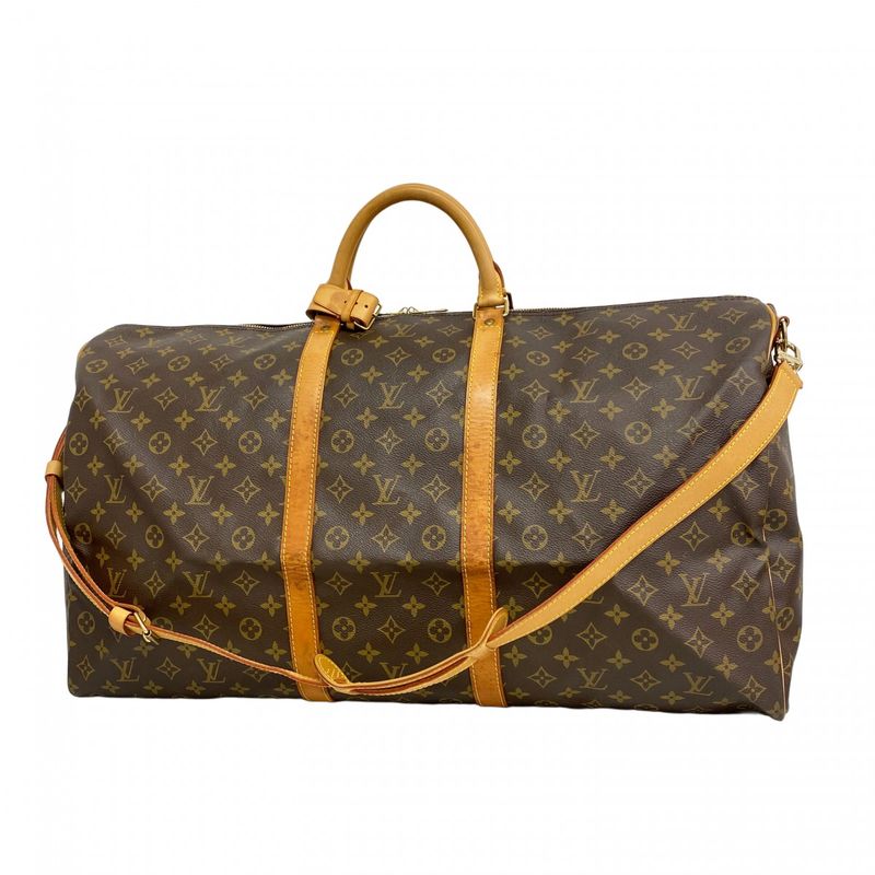 Louis Vuitton Boston Bag Monogram Keepall Bandouliere 60 M41412 Brown Men Women
