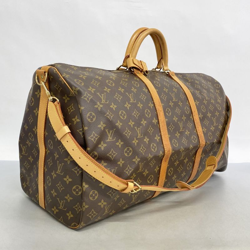 Louis Vuitton Boston Bag Monogram Keepall Bandouliere 60 M41412 Brown Men Women