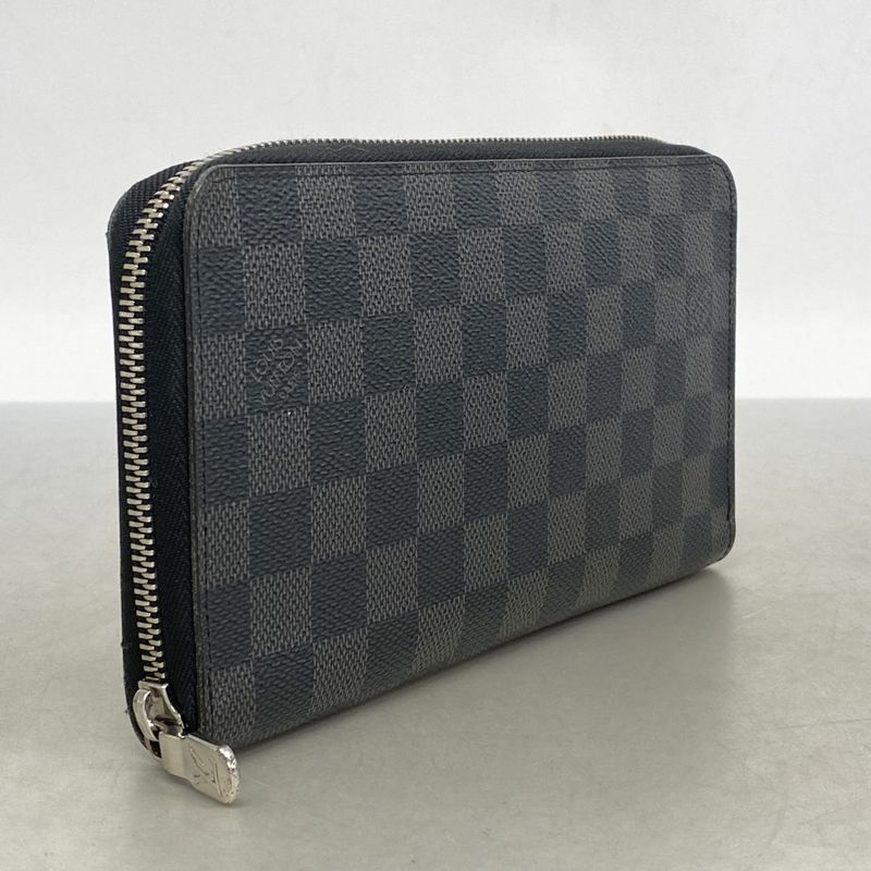 Louis Vuitton Long Wallet Damier Graphite Zippy Organizer NM N60111 Black Men's