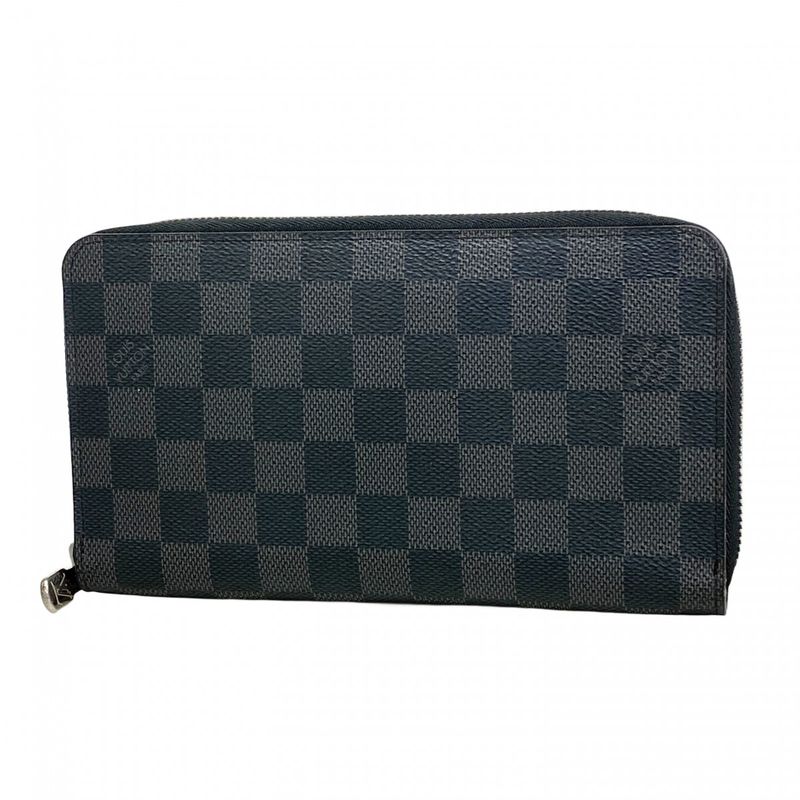 Louis Vuitton Long Wallet Damier Graphite Zippy Organizer NM N60111 Black Men's