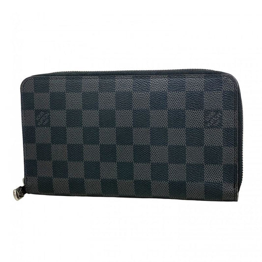 Louis Vuitton Long Wallet Damier Graphite Zippy Organizer NM N60111 Black Men's