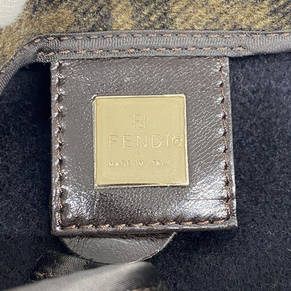 Fendi Handbag Zucca Mamma Bucket Wool Brown Silver Hardware Ladies