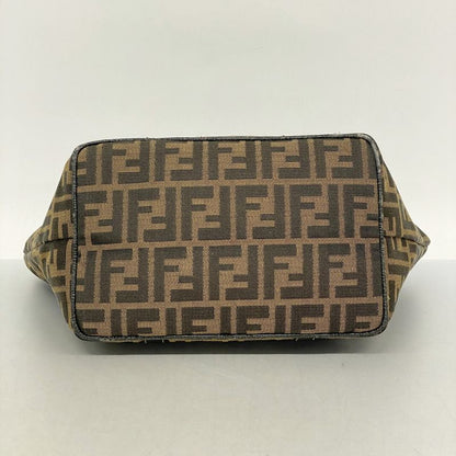 Fendi Handbag Zucca Nylon Canvas Brown Gold Hardware Ladies