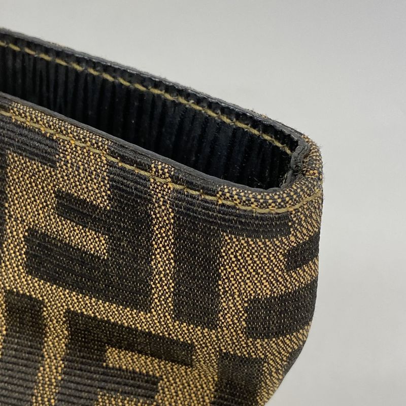 Fendi Handbag Zucca Nylon Canvas Brown Gold Hardware Ladies
