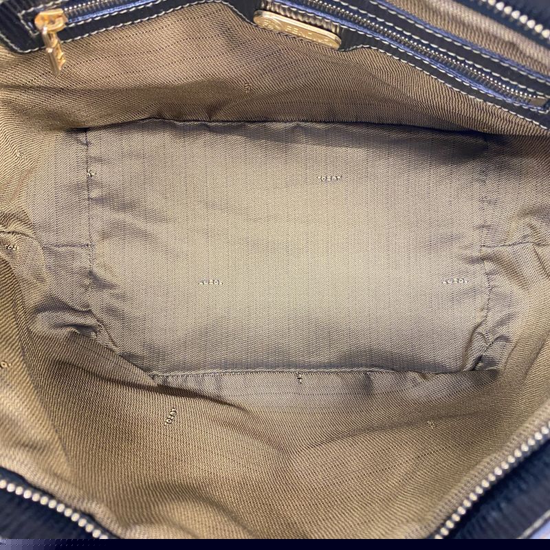 Fendi Handbag Zucca Nylon Canvas Brown Gold Hardware Ladies