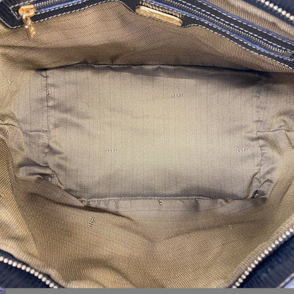 Fendi Handbag Zucca Nylon Canvas Brown Gold Hardware Ladies