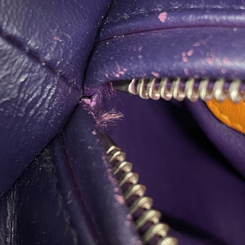 Christian Dior Handbag Cannage Lady Dior Leather Purple Pink Orange Silver