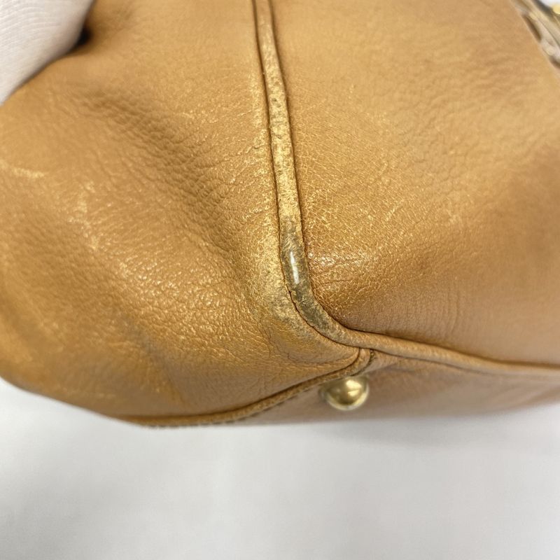 Gucci Shoulder Bag Interlocking G 121544 Leather Light Brown Gold Hardware