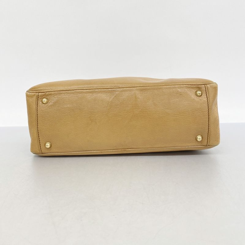 Gucci Shoulder Bag Interlocking G 121544 Leather Light Brown Gold Hardware