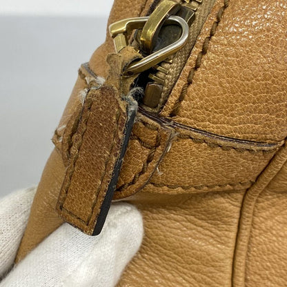 Gucci Shoulder Bag Interlocking G 121544 Leather Light Brown Gold Hardware