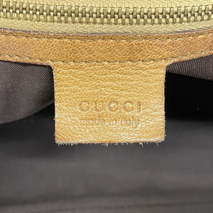 Gucci Shoulder Bag Interlocking G 121544 Leather Light Brown Gold Hardware