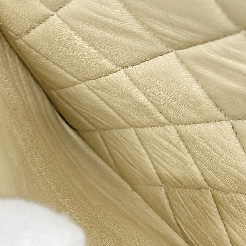 Chanel Shoulder Bag Matelasse Lambskin Beige Gold Hardware Women's