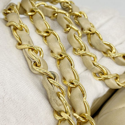 Chanel Shoulder Bag Matelasse Lambskin Beige Gold Hardware Women's