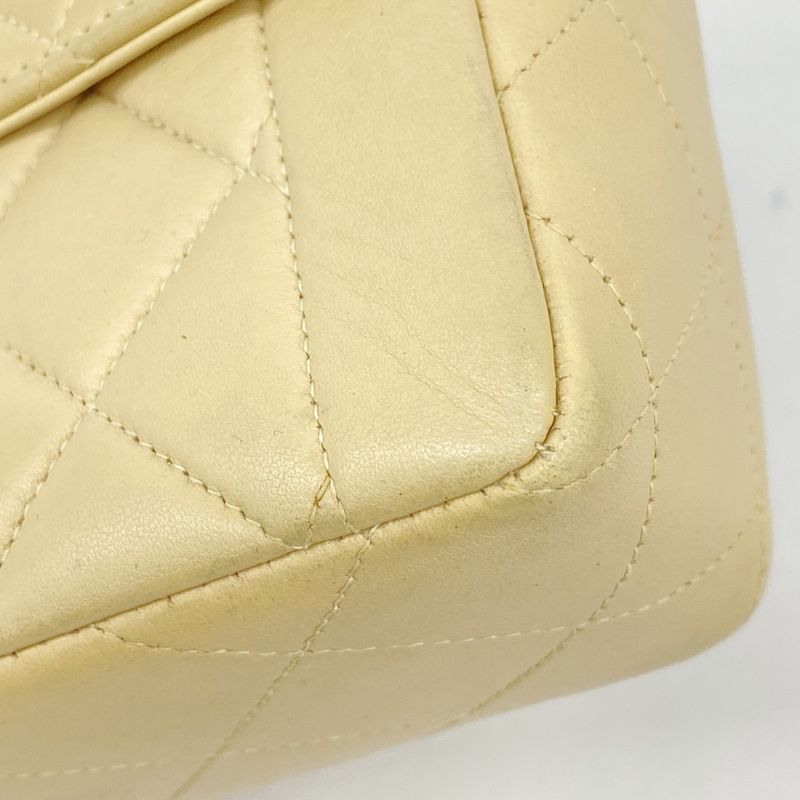 Chanel Shoulder Bag Matelasse Lambskin Beige Gold Hardware Women's