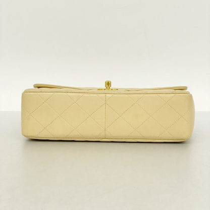 Chanel Shoulder Bag Matelasse Lambskin Beige Gold Hardware Women's