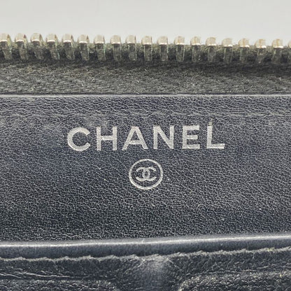 Chanel Long Wallet Matelasse Patent Leather Black Silver Hardware Women's