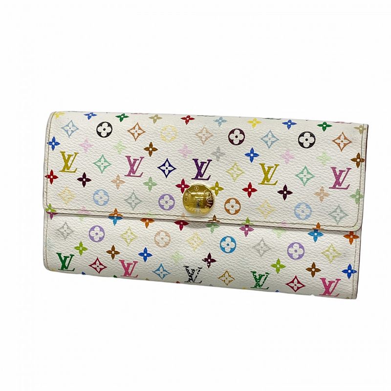 Louis Vuitton Long Wallet Monogram Multicolor Portefeuille Sarah M93532 Beige