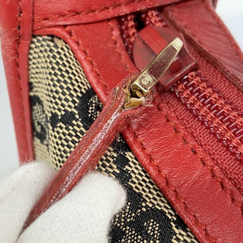 Gucci Shoulder Bag GG Canvas 001 4205 Canvas Black Red Gold Hardware Ladies