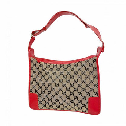 Gucci Shoulder Bag GG Canvas 001 4205 Canvas Black Red Gold Hardware Ladies