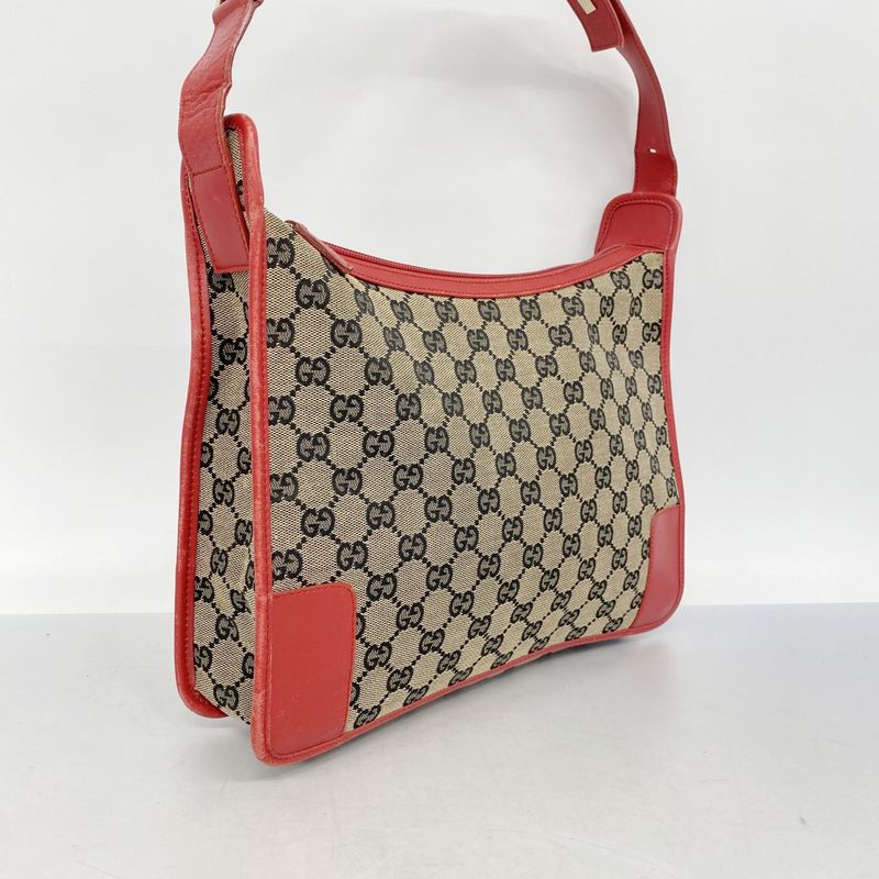 Gucci Shoulder Bag GG Canvas 001 4205 Canvas Black Red Gold Hardware Ladies