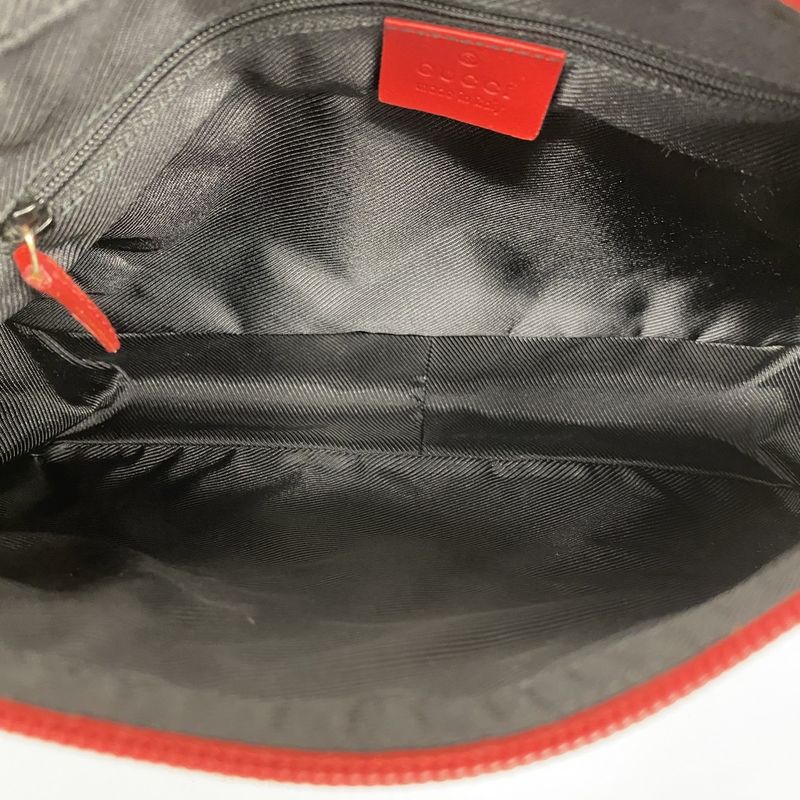 Gucci Shoulder Bag GG Canvas 001 4205 Canvas Black Red Gold Hardware Ladies