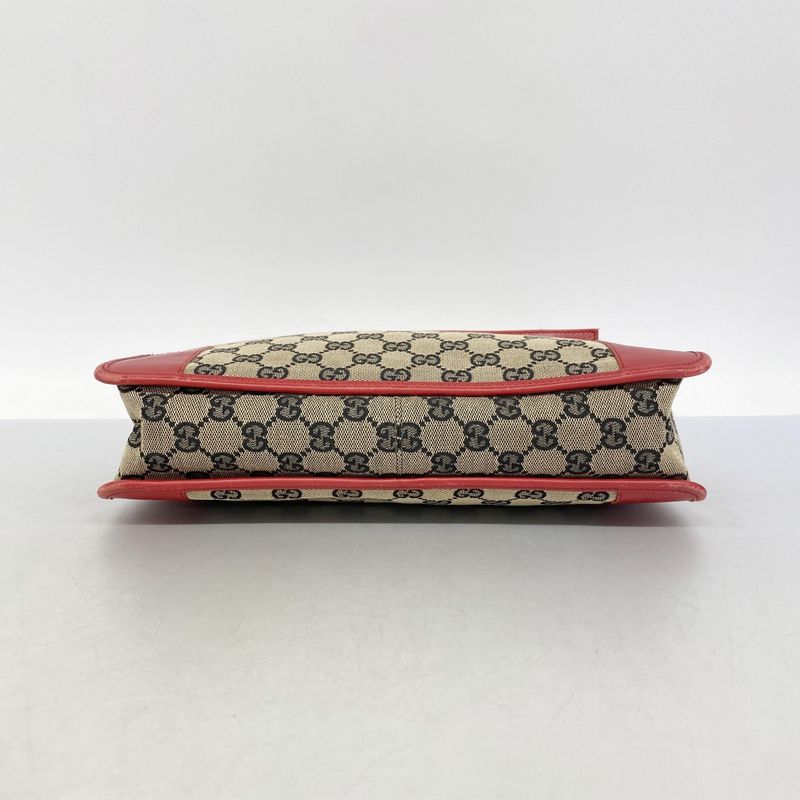 Gucci Shoulder Bag GG Canvas 001 4205 Canvas Black Red Gold Hardware Ladies