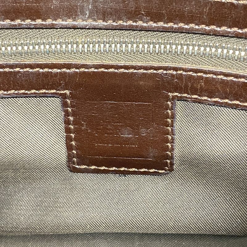 Fendi Handbag Zucca Nylon Canvas Brown Silver Hardware Women