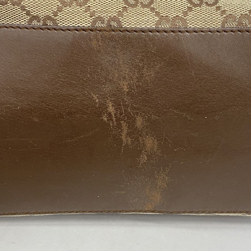 Gucci Tote Bag GG Canvas 31243 Canvas Brown Silver Hardware Women's