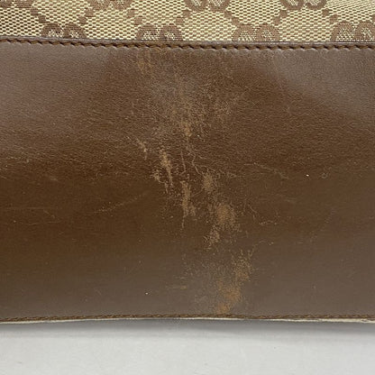 Gucci Tote Bag GG Canvas 31243 Canvas Brown Silver Hardware Women's