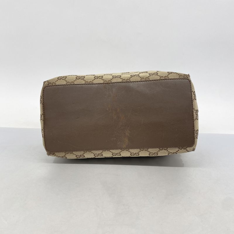 Gucci Tote Bag GG Canvas 31243 Canvas Brown Silver Hardware Women's