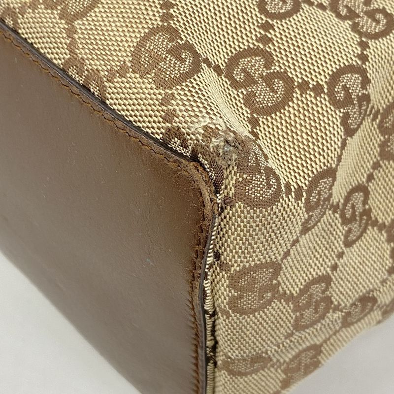 Gucci Tote Bag GG Canvas 31243 Canvas Brown Silver Hardware Women's