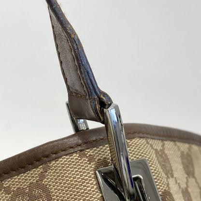Gucci Tote Bag GG Canvas 31243 Canvas Brown Silver Hardware Women's