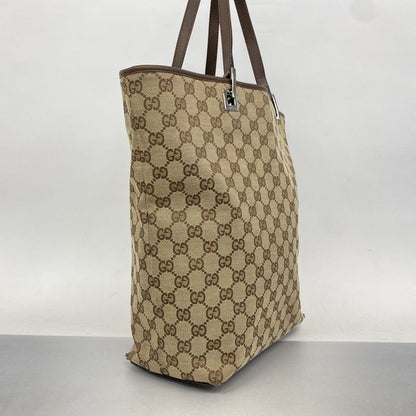 Gucci Tote Bag GG Canvas 31243 Canvas Brown Silver Hardware Women's
