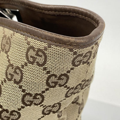 Gucci Tote Bag GG Canvas 31243 Canvas Brown Silver Hardware Women's