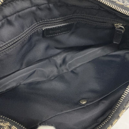 Christian Dior Shoulder Bag Trotter Canvas Black Silver Hardware Women's