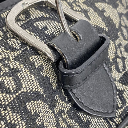 Christian Dior Shoulder Bag Trotter Canvas Black Silver Hardware Women's