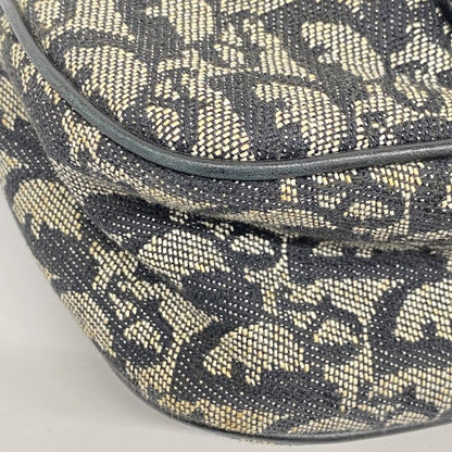 Christian Dior Shoulder Bag Trotter Canvas Black Silver Hardware Women's
