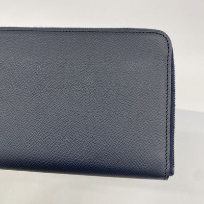 Hermes Long Wallet Azap Long Silk In Vaux Epson Blue Indigo Silver Hardware D