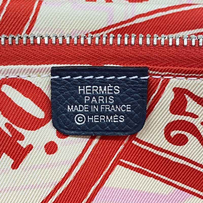 Hermes Long Wallet Azap Long Silk In Vaux Epson Blue Indigo Silver Hardware D