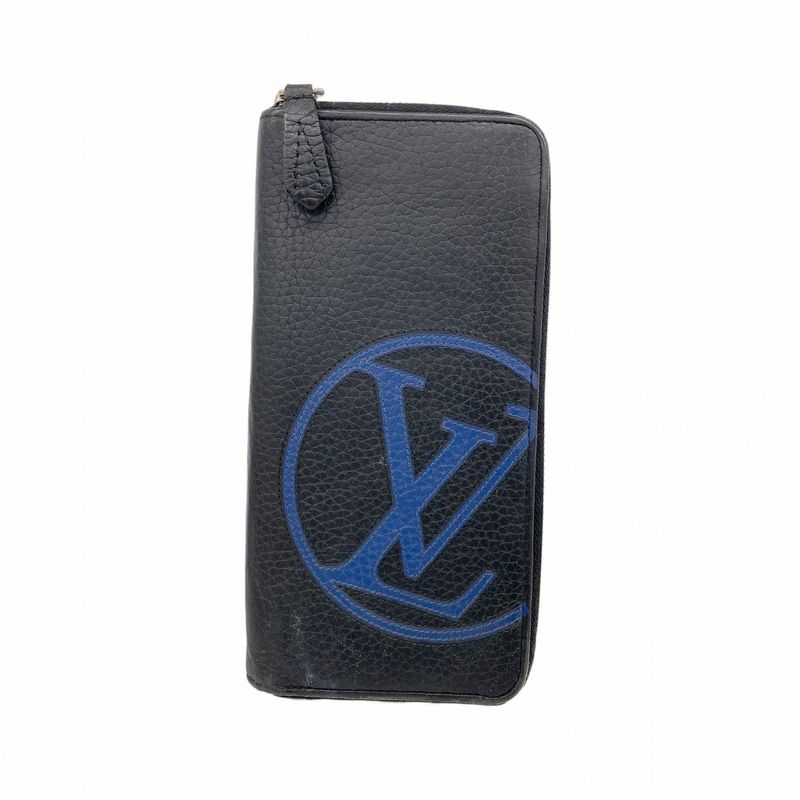 Louis Vuitton Long Wallet Taurillon Zippy Wallet Vertical M67767 Black Men's