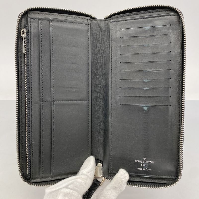 Louis Vuitton Long Wallet Taurillon Zippy Wallet Vertical M67767 Black Men's