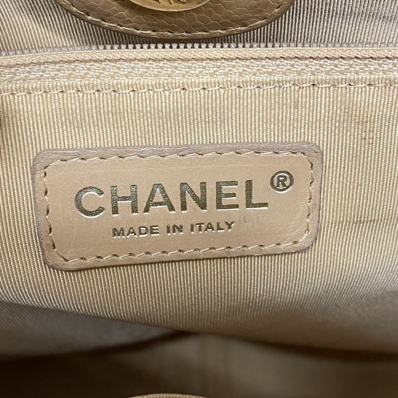 Chanel Tote Bag Matelasse Caviar Skin Beige Gold Hardware Women's
