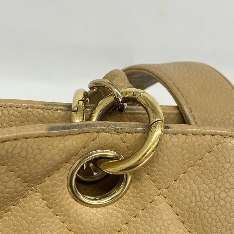 Chanel Tote Bag Matelasse Caviar Skin Beige Gold Hardware Women's