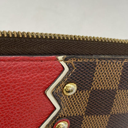 Louis Vuitton Long Wallet Damier Karacom Pattern Zippy Wallet N60145 Red Ebene