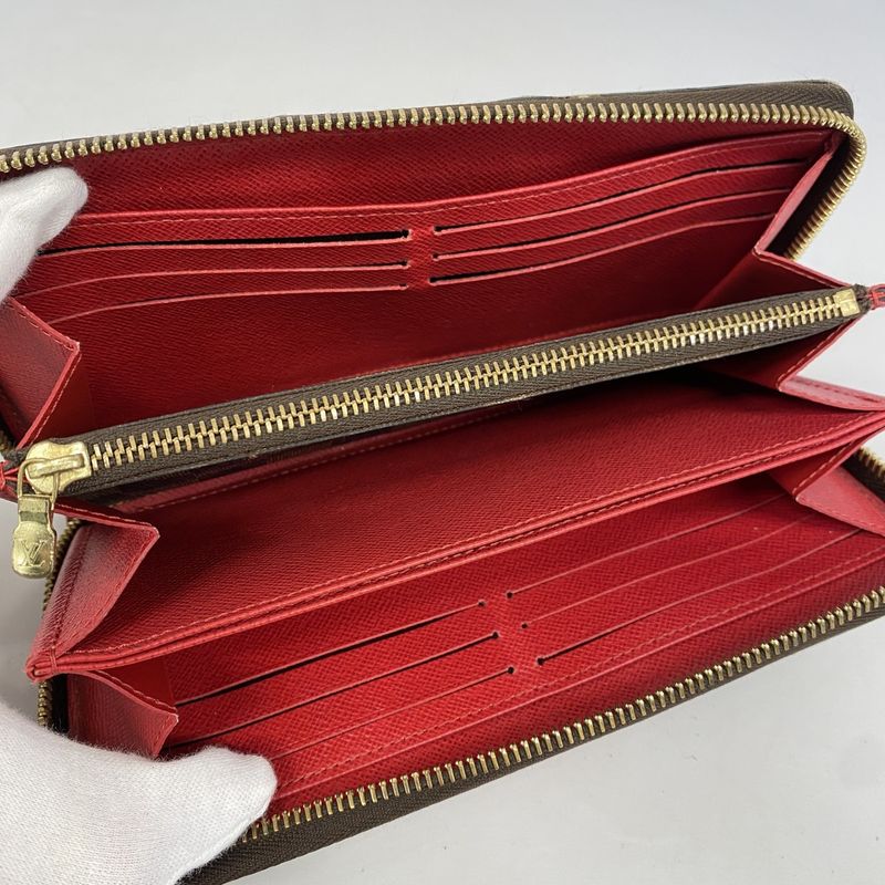Louis Vuitton Long Wallet Damier Karacom Pattern Zippy Wallet N60145 Red Ebene