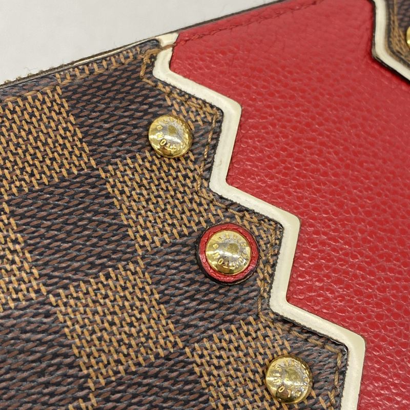 Louis Vuitton Long Wallet Damier Karacom Pattern Zippy Wallet N60145 Red Ebene
