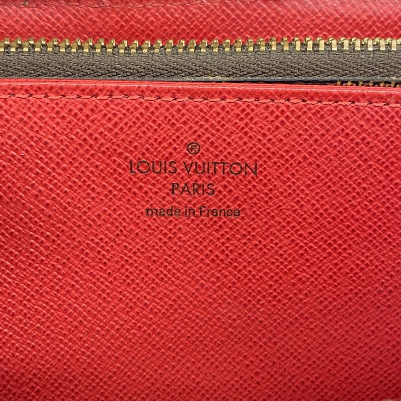 Louis Vuitton Long Wallet Damier Karacom Pattern Zippy Wallet N60145 Red Ebene