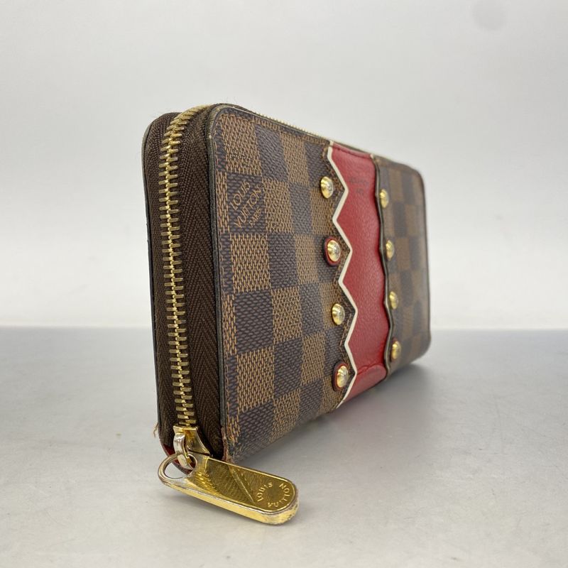 Louis Vuitton Long Wallet Damier Karacom Pattern Zippy Wallet N60145 Red Ebene